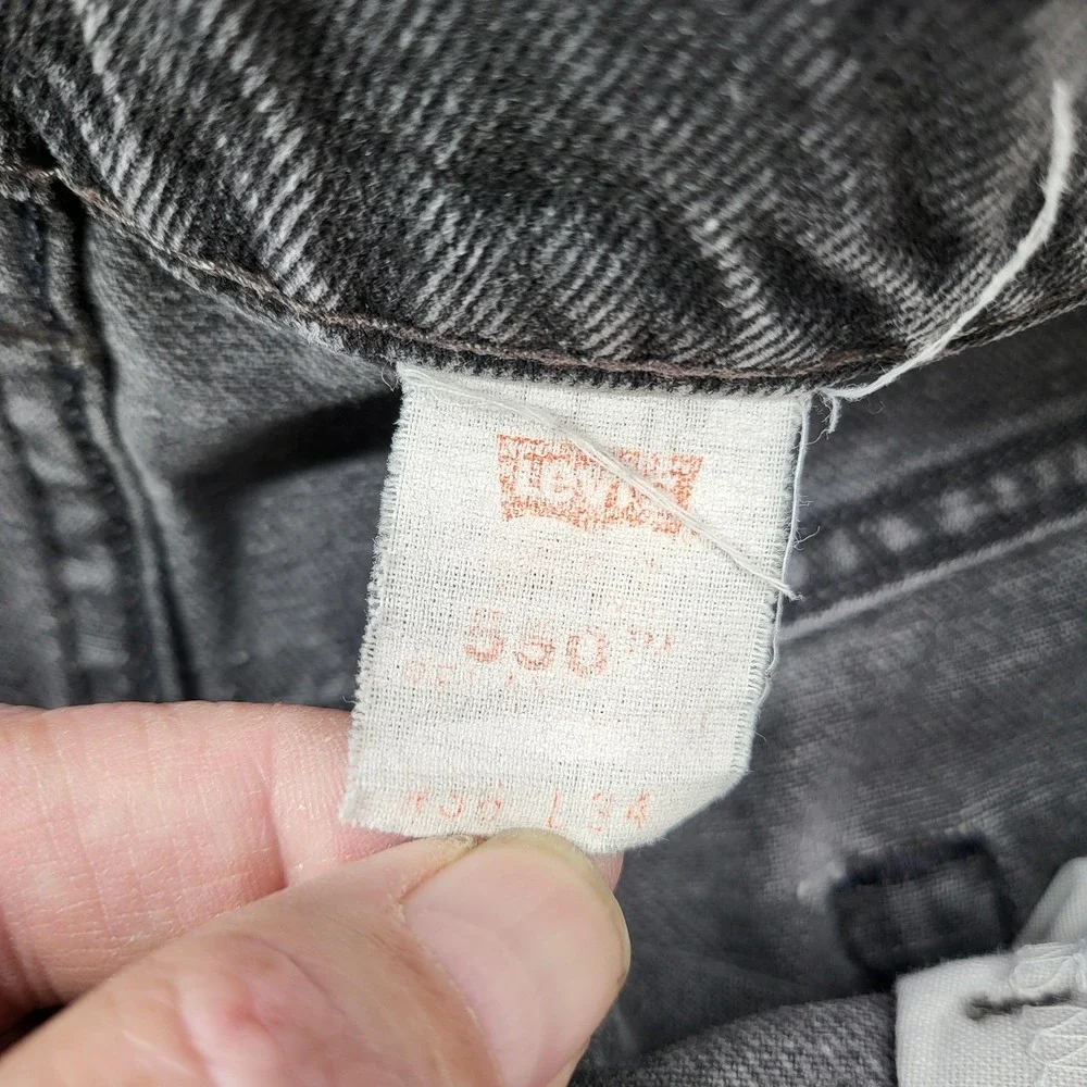 Levis 550 Jeans Mens 36x34 Gray Charcoal Wash Relaxed Tapered Denim Pants Casual